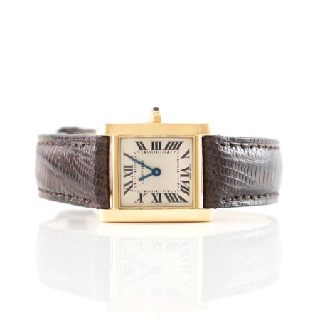 Cartier Uhr Tank Francaise gebraucht Lady Gold Ref. 2385 Revision